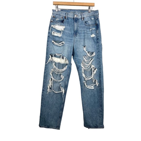 American Eagle 90s Boyfriend Jeans distressed sz 10 - Picture 1 of 11